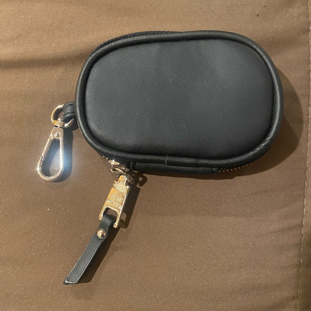 Black Steve Madden  AirPods case , with Gold Hardware